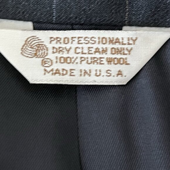 Wall Street Men's 100% Pure Wool Navy Blazer Sport Coat Size 42R Striped - Picture 8 of 12